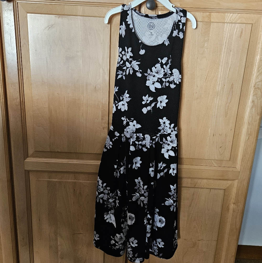 Black with white flowers dress